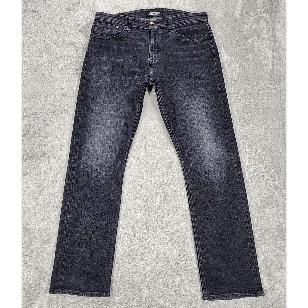 Revtown Jeans‎ Mens 35x32 Gray Sharp Slim Straight Dark Wash Stretch Denim